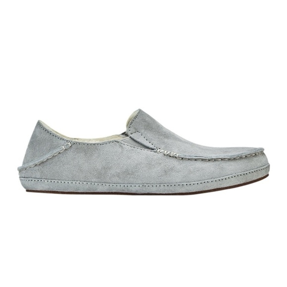 OLUKAI Nohea Shearling-Lined Nubuck Suede Slipper in pale grey - Picture 9 of 9